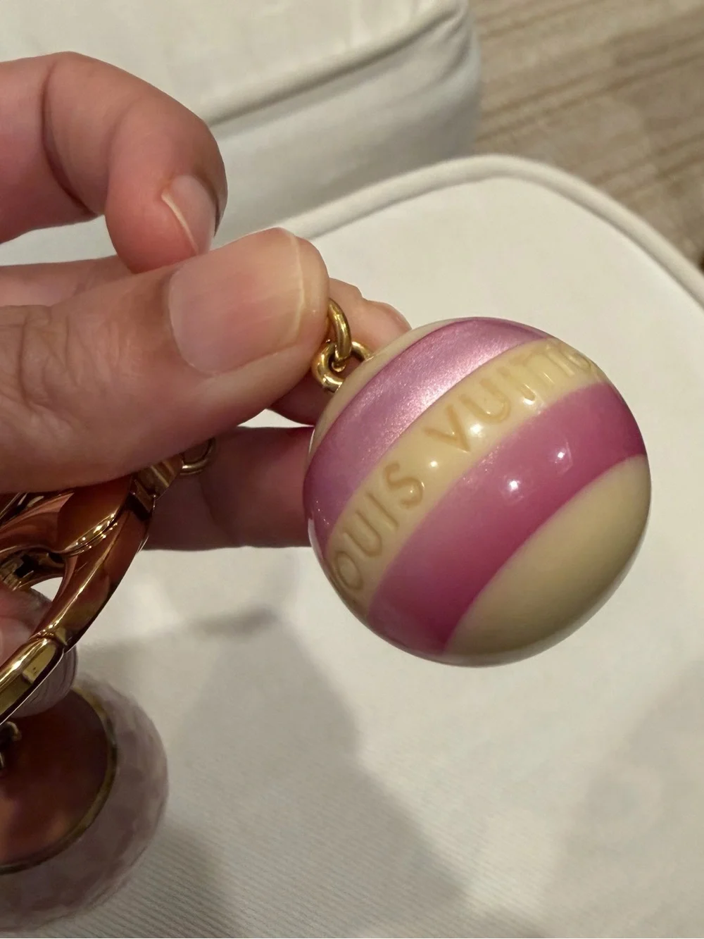 Louis Vuitton Pink Resin Monogram Mini Lin Croisette Bag Charm Keyring with COA